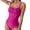 Purple, variant on BADHUB Women’s One Piece Tummy Control Swimsuit Ruched Slimming Swimwear Padded Scoop Neck Monokini Bathing Suit with Adjustable Spaghetti Straps