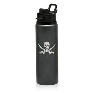 38 oz. Grey Black and Blue Jolly Roger Water Bottle