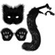 thumbnail image 1 of Sjjyv Faux Fur Fox Tail Cat Wolf Cosplay Costume Set Plush Mask Fluffy Paw Gloves Halloween Christmas, 1 of 5