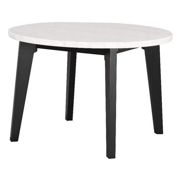 Furniture of America Dorth 45" Round Indoor Dining Table, Black and White