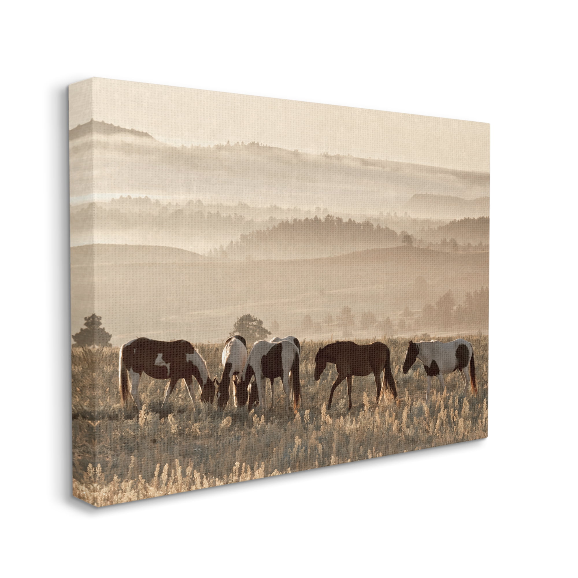 Stupell Industries Horses Grazing Rolling Hills Animals & Insects Photography Gallery Wrapped Canvas Art Print Wall Art, 40 x 30