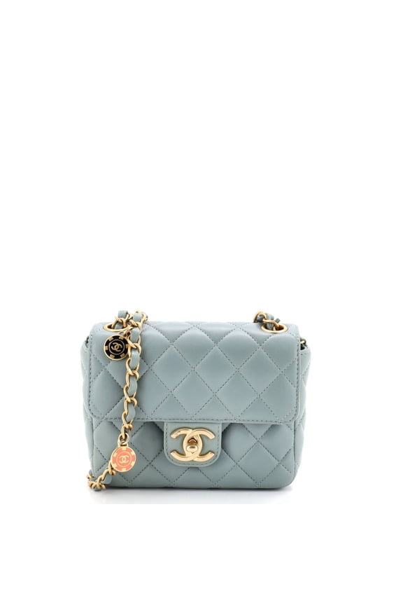 Pre-Owned Casino Royale Charms Square Flap Bag Quilted Lambskin with Enamel Mini By Rebag