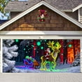 thumbnail image 2 of 16x7ft UV Activated Christmas Garage Door Cover Banner, Glows in Dark 2D Flat Holiday Garage Door Covers with Cartoon Santa and Elf, Xmas Outdoor Indoor Party Decoration(Style-a,16 * 7ft), 2 of 4