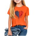 thumbnail image 2 of hengsof T-Shirt Imprimé Patriotique pour Filles à Thème Patriotique, Ample et Confortable, à Manches Courtes, Col Ras du Cou, Haut Convenant aux Enfants, Tailles 2-13 Ans, 2 of 7