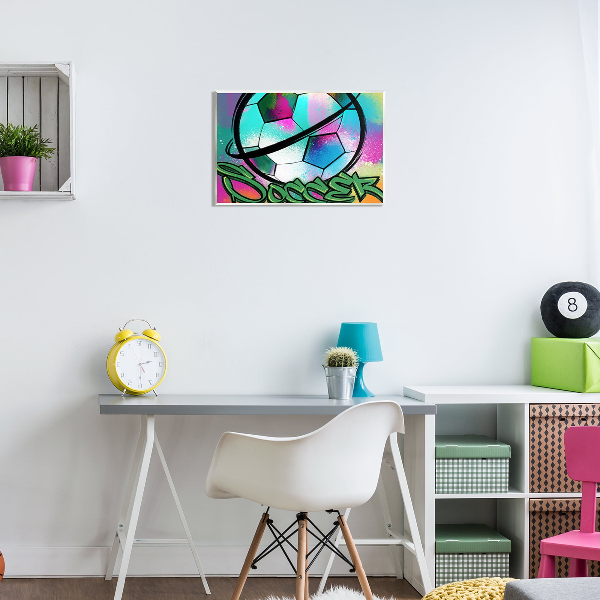 Stupell Industries Urban Sports Soccer Ball Abstract Painting Unframed Art Print Wall Art, 19 x 13