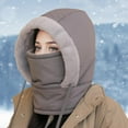 thumbnail image 2 of Riforla Winter Hood Ski Hat for Women Men Thermal Hat Cap Scarf for Cold Weather Bomber Hats Dark Gray, 2 of 5