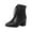 Black, variant on Fesfesfes Cowgirl Boots for Teen Girls Winter Warm Chunky Heel Low Tube Point Iace Up Side Zipper 4.5(35)