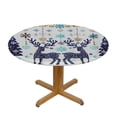 thumbnail image 3 of Orinice Reindeer Snowflakes Trees Round Table Cover Stain Resistant Washable Indoor Outdoor Tablecloth Kitchen Dining Wedding Parties 100% Polyester Fiber Christmas Theme 42-46, 3 of 8
