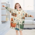 thumbnail image 5 of FORMRS Wearable Blanket Hoodie with Sleeves for Kids Cozy Flannel Sweatshirt, Beige Cats Reading, 5 of 7