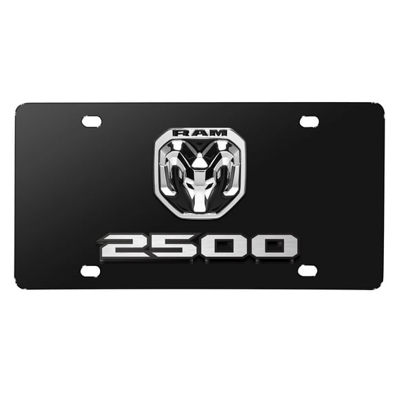 2019 RAM 2500 3D Dual Logo on 12"X6" Black Stainless Steel License Plate