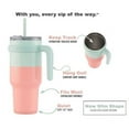 thumbnail image 3 of Reduce Slim Cold1 Tumbler - Straw, Lid & Handle. Insulated Stainless Steel 40oz, Peachy Mint, 3 of 15