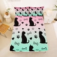 thumbnail image 5 of jejeloiu Gradient Silhouette Pattern Bed Sheets For Kids,Cute Pet Cat Loves King Sheets For Girl,4pcs, 5 of 6