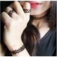thumbnail image 5 of Collar, pulsera y anillo con hilo de pescar trenzado con tatuaje hueco y joyería vintage, 5 of 6