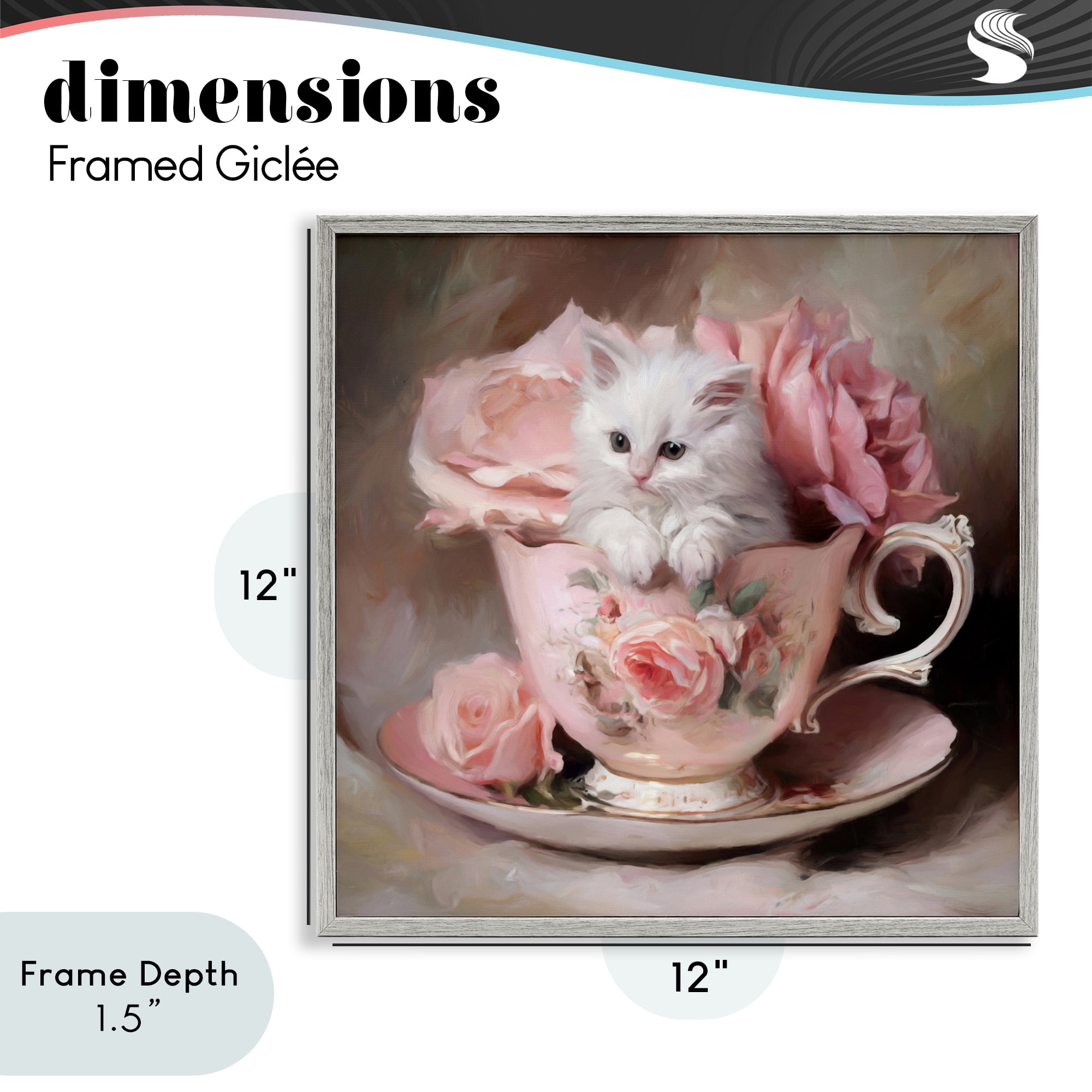 Stupell Industries Little Teacup Kitten Gray Framed Giclee Art, design by Tina LeCour