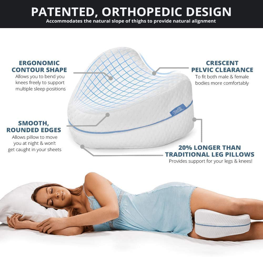 Lumia Wellness Orthopedic Knee Pillow | Contour Memory Foam Leg Separator for Side Sleepers | Sciatica Nerve Relief | Pregnancy Pillow