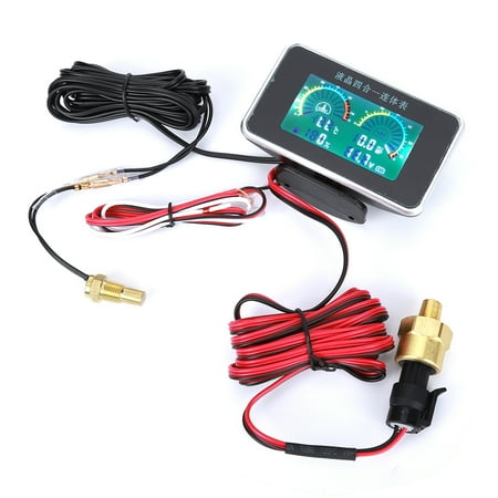 

Single-chip 4-in-1 ABS + Brass Car Voltmeter LCD Digital Display 4-In-1Car Instrument For Measuring Engine Performances Measuring Water Temperature