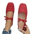 thumbnail image 5 of Xfvqtps Buckle Flats Womens Vintage Shoes Mary Jane Style Flat Shoes Square Toe Casual Comfortable Slip on Shoes for Women Red, 5 of 9