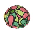 thumbnail image 1 of YFYANG Women's Double Waterproof Shower Cap, Cartoon Floral Pattern Reusable Hair Cap for All Hair Styles and Head Sizes, 1 of 9