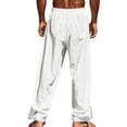 thumbnail image 4 of TANBOM Men's Wide-Leg Straight Casual Pants Drawstring Side Buttons White 1-Pack 2XL, 4 of 4