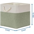 thumbnail image 2 of Cube Storage Baskets for Shelves 12 Inch Storage Cubes 4pack Fabric Storage Baskets for Organizing Clothes, Closet Baskets with Rope Handles for Home (White&Green), 2 of 7