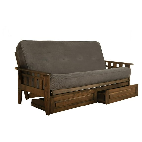 Kodiak Furniture Tucson Storage Frame with Fabric Mattress in Blue/Rustic Walnut