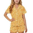 thumbnail image 2 of ITSAME Girls Outfit Sets, Fashion Print Lapel Button Up Tops and Shorts Casual Home Clothes 2-Piece Orange Size 7-8, 2 of 7