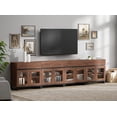 thumbnail image 6 of WAMPAT Modern TV Stand with 3 Tiers Bookshelf, Farmhouse Entertainment Center with 4 Drawers and Adjustable Shelf, Wooden Media TV Console with Glass Doors for Living Room, Brown, 6 of 12