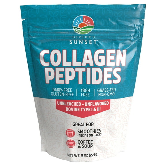 Divided Sunset Collagen Peptides Powder Mix, Unflavored - Unbleached, 8 oz