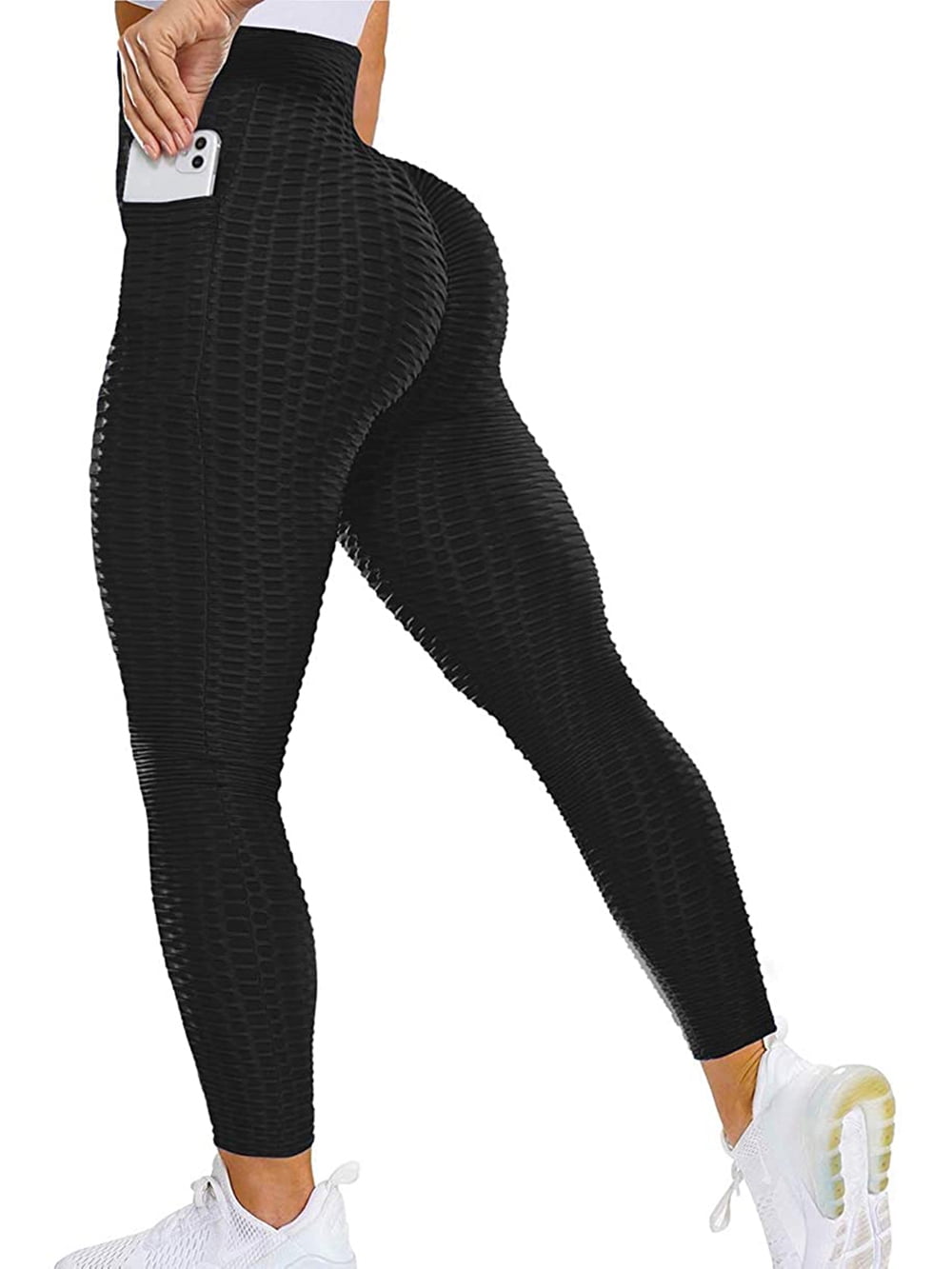 Womens Anti-Cellulite Yoga Pants Push Up Leggings Honeycomb Gym Scrunch Trousers 