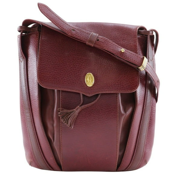 Pre-Owned Cartier Must Line Shoulder Bag Leather Bordeaux A5 Type Women's (Good)