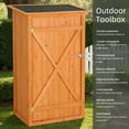 thumbnail image 6 of Olurrisa Wood & Waterproof Fabric Outdoor Storage Shed with Lockable Door, 2 Shelves, Flat Roof Garden Cabinet for Backyard, Lawn, Patio Furniture & Tools, 6 of 6