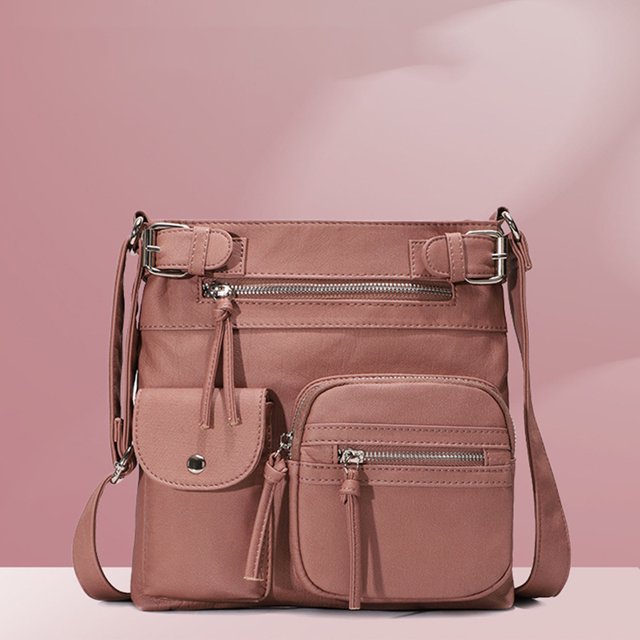 Bolso bandolera de PU Bolso de hombro femenino suave para mujer para el ocio diario (rosa) Sywqhk Para Estrenar