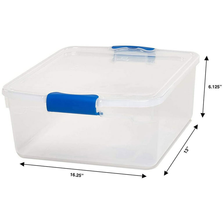 Home Basics Plastic Storage Box With Handle, Clear | Locking Tabs |  Stackable Storage | Easily See Contents (30 Liter Deep)
