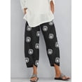 thumbnail image 4 of Pantalones holgados con bolsillos y cintura elástica con estampado de diente de león para mujer, 4 of 5