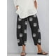 thumbnail image 4 of Pantalones holgados con bolsillos y cintura elástica con estampado de diente de león para mujer, 4 of 5