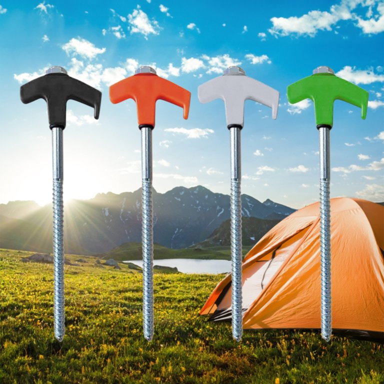 IBasingo 8-Pack Titanium Alloy Tent Stakes - 20cm Long, Ultralight & Super Sturdy Camping Pegs With Reflective Pull Cord