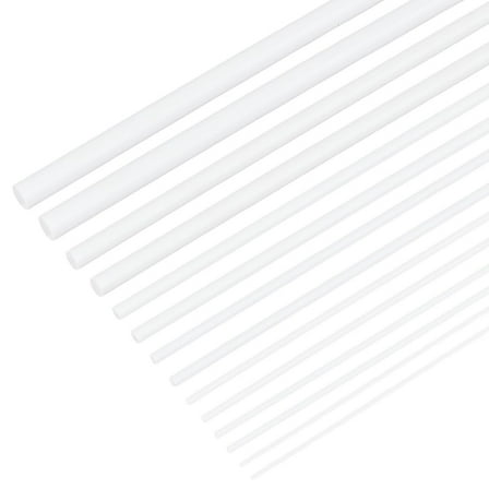 1 Set 48Pcs 7 Styles Round ABS Plastic Rod Solid Acrylic Dowel Rods ABS Styrene Plastic Round Bar for DIY Model Material Architectural Model Making DIY Sand Table