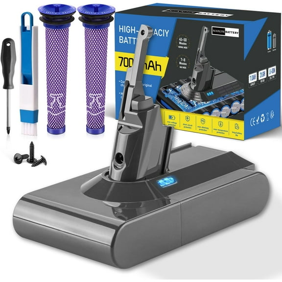 NIANJIN 7000mAh Battery Replacement for Dyson V8, Compatible with SV10, V8 Animal, V8 Absolute, V8 Motorhead, and V8 Fluffy - Replacement Battery for Handheld Cordless Vacuum Cleaner