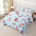 thumbnail image 3 of Homewish Light Blue Pink Cowgirl Boots Bow Star Print Bed Spread Queen,Pastel Western Queen Coverlet Set For Girls,3 Pieces, 3 of 7
