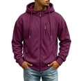 thumbnail image 2 of Fanshiluo Men's Hooded Full Zip Multi-Pocket Sweatshirt, Long Sleeve Casual Warm Jacket,Size S-3XL, 2 of 9
