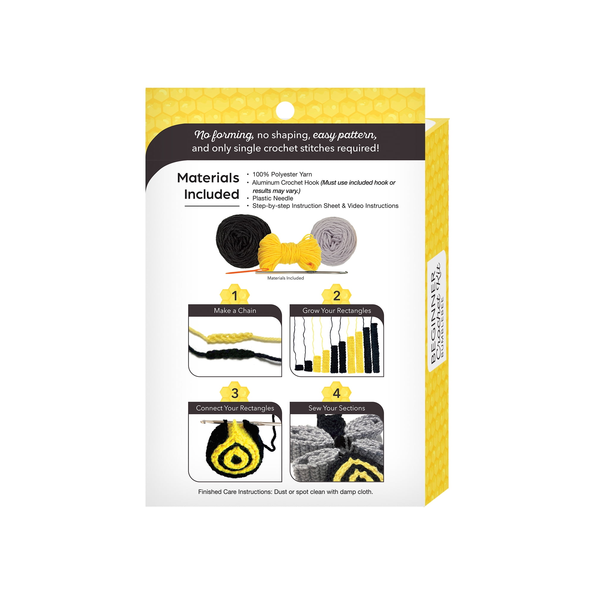 Create It Beginner Crochet Kit, DIY Crochet Starter Kit, Bumblebee, Multicolor, 1 Piece