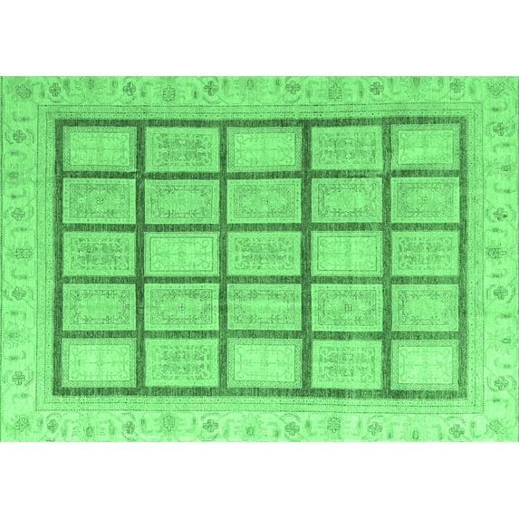 Ahgly Company Indoor Rectangle Abstract Emerald Green Modern Area Rugs, 8' x 12'