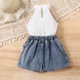 thumbnail image 4 of Amidoa Girls 2 Piece Outfits Summer Clothes Tank Top Floral Print Sleeveless Solid Color Cute T-Shirt and Casual Shorts Kids Clothing Sets White Size 7, 4 of 9