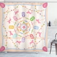 thumbnail image 1 of Ferris Wheel Shower Curtain, Abstract Circus Theme Flattened Ferris Wheel and Merry-Go-Round Attractions, Fabric Bathroom Set with Hooks, 69W X 84L Inches Extra Long, Multicolor, by Ambesonne, 1 of 3