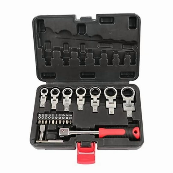 20pcs Flex Head Ratchet Wrench Set Interchangeable Heads Repair Tools with Case