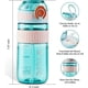 thumbnail image 3 of Botellas de agua para niños de 18 oz con tapa de paja y asa de transporte, botella de agua a prueba de fugas sin Bpa con botón pop para la escuela, verde azulado, 3 of 5