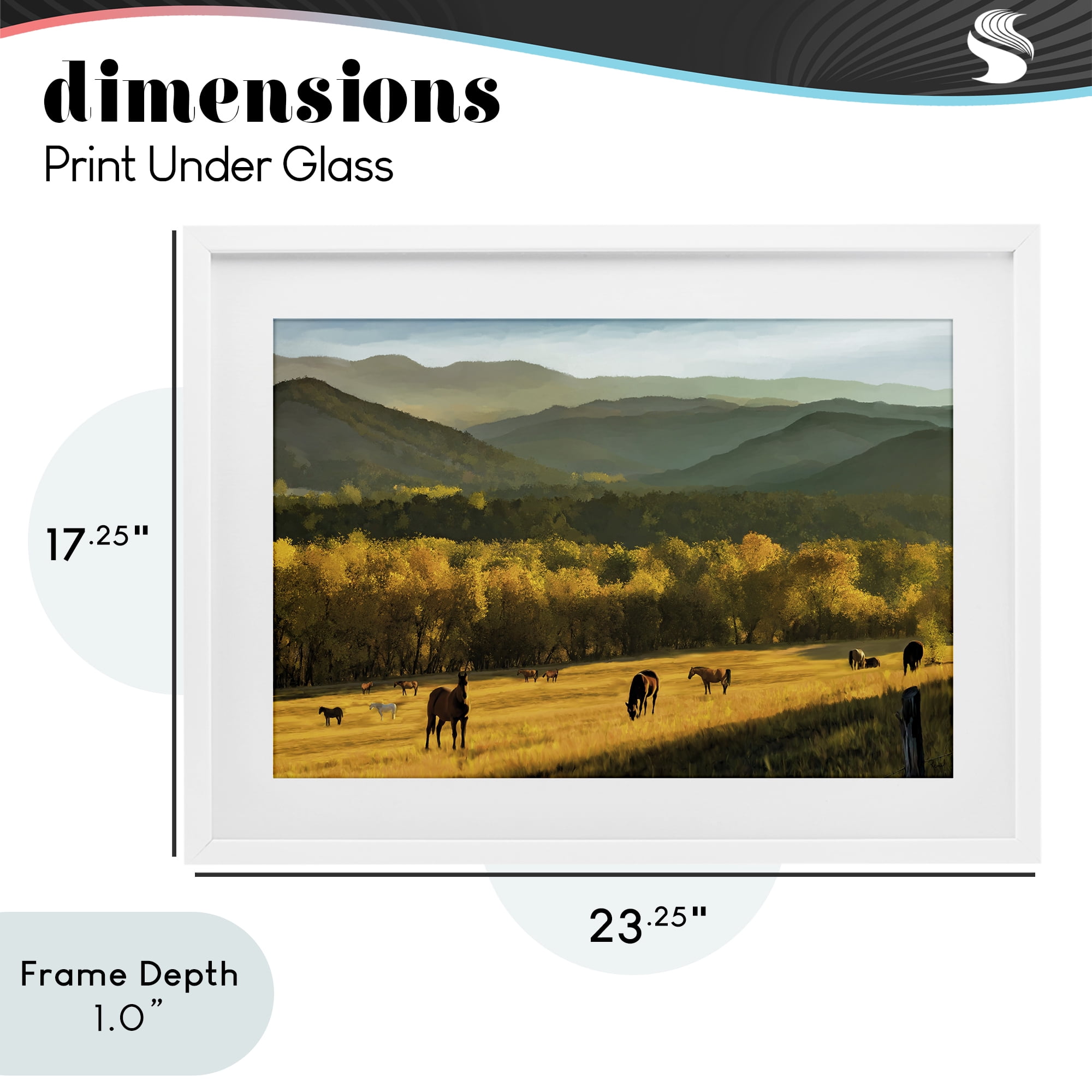 Stupell Industries Grazing Horses in Valley White Framed Print Under Glass, design by Renel Peters