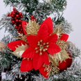 thumbnail image 5 of 1/6/12 piezas de flores de Pascua de Navidad, adornos de flores artificiales de alta calidad para árbol de Navidad, guirnalda decorativa con clip de fijación para cinturón, 5 of 5