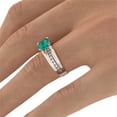 thumbnail image 3 of 1.20 ctw Lab Created Green Emerald Stone Ring with Diamonds 14K Rose Gold Bridge Channel set Princess, 3 of 7