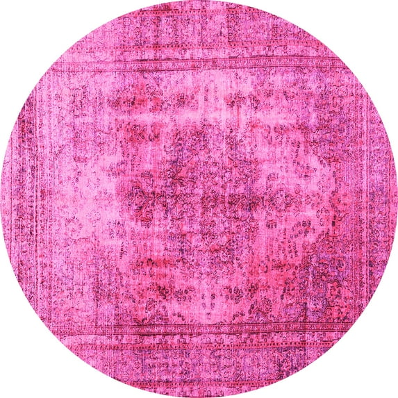 Ahgly Company Indoor Round Abstract Pink Contemporary Area Rugs, 6' Round